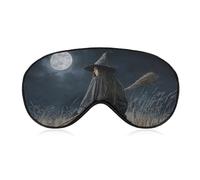 Masque de sommeil pour les yeux de sorcière tenant un balai, masque de sommeil fantastique pour homme et femme, sangle réglable, pour voyage, yoga, sieste, travail