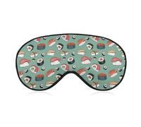 Masque de sommeil pour les yeux de style japonais Kawaii à motif sushi, masques pour les yeux super doux avec sangle réglable, aide au sommeil ultime, bandeau pour les yeux, détendez-vous et soulagez