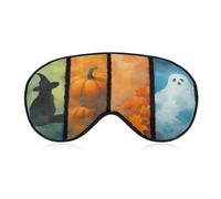 Masque de sommeil pour les yeux d'Halloween à panneaux verticaux, fantôme, chat noir, citrouille, masque de sommeil pour homme et femme, sangle réglable, pour voyage, yoga, sieste, travail