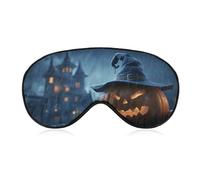Masque de sommeil pour les yeux d'Halloween avec citrouille effrayante avec chapeau de sorcière, masque de sommeil pour homme et femme, sangle réglable, pour voyage, yoga, sieste, travail