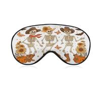 Masque de sommeil pour les yeux d'Halloween avec squelette dansant et cowboy - Masque de sommeil pour homme et femme - Sangle réglable - Pour voyage, yoga, sieste, travail