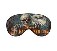 Masque de sommeil pour les yeux d'Halloween avec squelette en bois gothique pour homme et femme avec sangle réglable pour voyage, yoga, sieste, travail