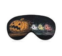 Masque de sommeil pour les yeux d'Halloween citrouille trois fantômes de dessin animé pour homme et femme avec sangle réglable pour voyage, yoga, sieste, travail