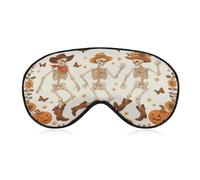 Masque de sommeil pour les yeux d'Halloween - Squelette dansant - Chapeau de cowboy - Pour homme et femme - Sangle réglable - Pour voyage, yoga, sieste, travail