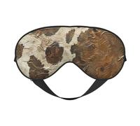 Masque de sommeil pour les yeux en cuir de vache marron avec impression artistique, bloque la lumière, bandeau tendance pour les yeux pour femmes et hommes
