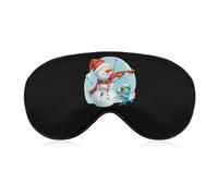 Masque de sommeil pour les yeux en forme de bonhomme de neige jouant du violon, cache-yeux bloquant la lumière, bandeau avec sangle réglable pour femmes et hommes