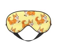 Masque de sommeil pour les yeux en forme de chien Corgi, dessin animé mignon, doux et confortable, cache-yeux occultant pour un repos profond, un voyage, une sieste ou une méditation