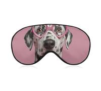 Masque de sommeil pour les yeux en forme de chien mignon portant des lunettes roses en forme de cœur pour homme et femme avec sangle réglable pour voyage, yoga, sieste, travail