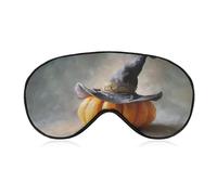 Masque de sommeil pour les yeux en forme de citrouille fantaisiste avec chapeau de sorcière pour homme et femme avec sangle réglable pour voyage, yoga, sieste, travail