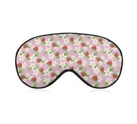 Masque de sommeil pour les yeux en forme de fraise avec feuilles vertes, masques pour les yeux super doux avec sangle réglable, aide au sommeil ultime, bandeau sur les yeux, détendez-vous et soulagez