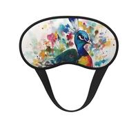 Masque de sommeil pour les yeux en soie avec sangle élastique super douce - Aquarelle paon - Bandeau occultant pour les yeux - Pour homme et femme - Pour voyage