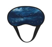 Masque de sommeil pour les yeux en soie avec sangle élastique super douce - Bleu avec étoiles ciel - Bandeau occultant pour les yeux - Pour homme et femme - Pour voyage