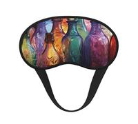 Masque de sommeil pour les yeux en soie avec sangle élastique super douce - Bouteille en verre coloré - Bandeau occultant pour les yeux - Pour homme et femme