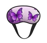 Masque de sommeil pour les yeux en soie avec sangle élastique super douce et motif papillons violets pour homme et femme
