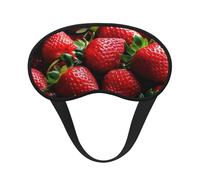 Masque de sommeil pour les yeux en soie avec sangle élastique super douce - Fraises fraîches - Bandeau occultant pour les yeux - Pour homme et femme