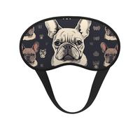 Masque de sommeil pour les yeux en soie avec sangle élastique super douce I Love bouledogue français bandeau occultant pour homme et femme