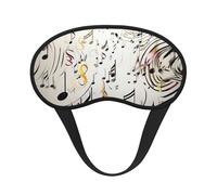 Masque de sommeil pour les yeux en soie avec sangle élastique super douce - Imprimé notes de musique - Bandeau occultant pour les yeux - Pour homme et femme - Pour voyage