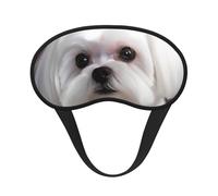 Masque de sommeil pour les yeux en soie avec sangle élastique super douce - Joli chien maltais - Bandeau occultant pour les yeux - Pour homme et femme - Pour voyage