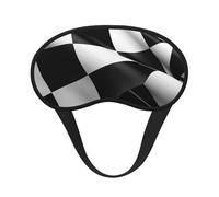 Masque de sommeil pour les yeux en soie avec sangle élastique super douce - Motif drapeaux noirs et blancs - Bandeau occultant pour homme et femme - Pour voyage