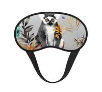 Masque de sommeil pour les yeux en soie avec sangle élastique super douce - Motif fleurs de lémurien - Bandeau occultant pour homme et femme - Pour voyage
