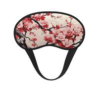 Masque de sommeil pour les yeux en soie avec sangle élastique super douce - Motif floral japonais - Bandeau occultant pour les yeux - Pour homme et femme