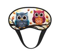 Masque de sommeil pour les yeux en soie avec sangle élastique super douce - Motif hiboux sur les branches d'arbre - Bandeau occultant pour homme et femme
