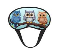 Masque de sommeil pour les yeux en soie avec sangle élastique super douce - Motif hiboux sur une branche - Bandeau occultant pour les yeux - Pour homme et femme