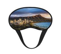 Masque de sommeil pour les yeux en soie avec sangle élastique super douce - Motif horizon hawaïen - Tête de diamant - Volcan - Occultant - Pour homme et femme