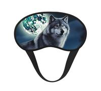 Masque de sommeil pour les yeux en soie avec sangle élastique super douce - Motif loup sous la lune - Bandeau occultant pour homme et femme