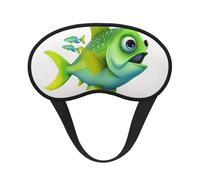 Masque de sommeil pour les yeux en soie avec sangle élastique super douce - Motif poisson vert - Masque occultant pour les yeux - Pour homme et femme - Pour voyage