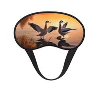Masque de sommeil pour les yeux en soie avec sangle élastique super douce - Mouettes au bord du lac au coucher du soleil - Bandeau occultant pour homme et femme