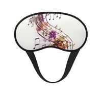 Masque de sommeil pour les yeux en soie avec sangle élastique super douce - Note de musique florale - Bandeau occultant pour homme et femme - Pour voyage