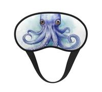 Masque de sommeil pour les yeux en soie avec sangle élastique super douce - Occultant pour les yeux - Bleu - Petite pieuvre - Bandeau de nuit occultant pour homme et femme
