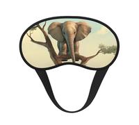 Masque de sommeil pour les yeux en soie avec sangle élastique super douce - Petit éléphant sur l'arbre - Bandeau occultant pour les yeux - Pour homme et femme - Pour voyage