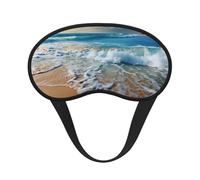 Masque de sommeil pour les yeux en soie avec sangle élastique super douce pour dormir sur le côté, bleu, mer, sable, plage, bandeau occultant pour les yeux pour homme et femme, voyage