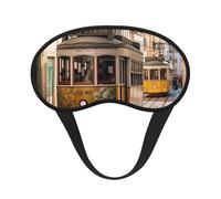 Masque de sommeil pour les yeux en soie avec sangle élastique super douce pour dormir sur le côté - Cache-yeux occultant pour le tram de Lisbonne, pour homme et femme
