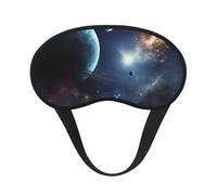 Masque de sommeil pour les yeux en soie avec sangle élastique super douce pour dormir sur le côté, couverture de nuit, lune, étoiles et planètes, bandeau occultant pour les yeux pour homme et femme