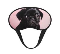 Masque de sommeil pour les yeux en soie avec sangle élastique super douce pour dormir sur le côté - Joli carlin noir - Bandeau occultant pour les yeux - Pour homme et femme