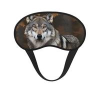 Masque de sommeil pour les yeux en soie avec sangle élastique super douce pour dormir sur le côté - Loup gris sauvage - Bandeau occultant pour homme et femme - Pour voyage