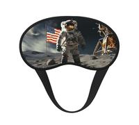 Masque de sommeil pour les yeux en soie avec sangle élastique super douce pour dormir sur le côté - Masque de sommeil pour les yeux d'astronaute atterrissant sur la lune - Bandeau occultant pour homme
