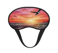 Masque de sommeil pour les yeux en soie avec sangle élastique super douce pour dormir sur le côté, masque de sommeil pour les yeux, mouette de mer volant au-dessus du ciel coloré, bandeau occultant