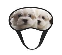 Masque de sommeil pour les yeux en soie avec sangle élastique super douce pour dormir sur le côté - Masque occultant pour les yeux - Joli chiot maltais - Bandeau de nuit pour homme et femme