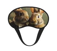 Masque de sommeil pour les yeux en soie avec sangle élastique super douce pour dormir sur le côté - Masque de sommeil pour les yeux de lapin - Bandeau occultant pour les yeux - Pour homme et femme