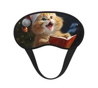 Masque de sommeil pour les yeux en soie avec sangle élastique super douce pour dormir sur le côté, motif chat mignon, chants de Noël, bandeau occultant pour les yeux pour femmes et hommes