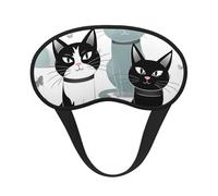 Masque de sommeil pour les yeux en soie avec sangle élastique super douce pour dormir sur le côté, motif chats noirs et blancs, bandeau occultant pour les yeux de nuit pour homme et femme
