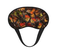 Masque de sommeil pour les yeux en soie avec sangle élastique super douce pour dormir sur le côté, motif papillons monarques, bandeau occultant pour les yeux pour homme et femme, voyage