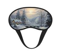 Masque de sommeil pour les yeux en soie avec sangle élastique super douce pour dormir sur le côté - Scène de neige occultante pour homme et femme