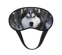 Masque de sommeil pour les yeux en soie avec sangle élastique super douce pour les yeux Husky dans la neige - Bandeau occultant pour homme et femme
