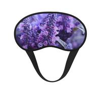Masque de sommeil pour les yeux en soie avec sangle élastique super douce pour les yeux - Motif fleurs violettes lavande - Bandeau occultant pour les yeux - Pour homme et femme