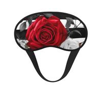 Masque de sommeil pour les yeux en soie avec sangle élastique super douce - Rayures noires et blanches - Fleurs roses rouges - Bandeau occultant pour homme et femme